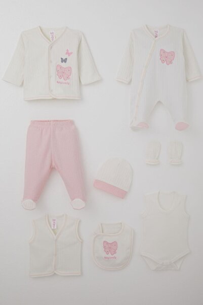 Breeze Baby Girl Hospital Release 8-Piece Set with Bow & Butterfly Embroidery...