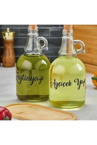 MODA OZY 2'li Zeytin Yağı Ayçiçek Yağı Transfer Etiket Suya Yağa Dayanıklı Etiket Seti 13x3 cm
