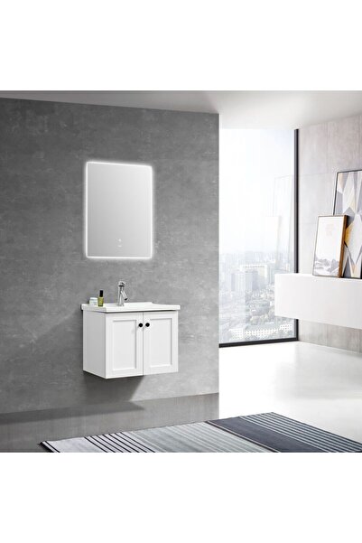 Milano Luxe Ain Vanity, White Plywood Bathroom Vanity with Mirror, Single Bas...