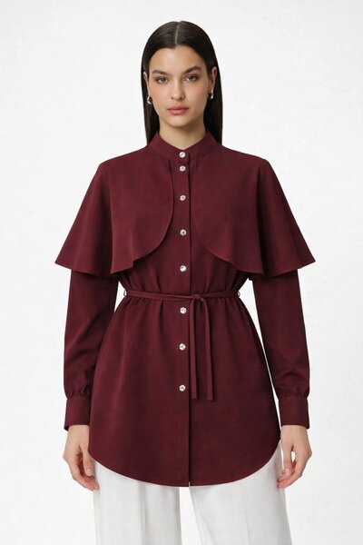 HAKKE Kadın Pelerin Detaylı Düğmeli Salaş TUNİK