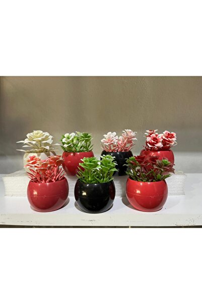 lameko 3 Pieces of Tiny Artificial Flowers in Melamine Pots Decorative Table ...