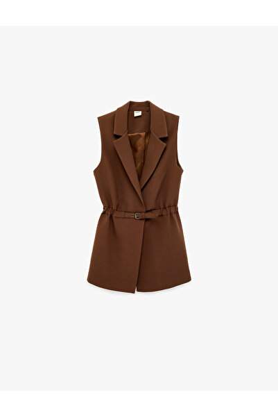 Koton Regular Fit Sleeveless Belted Double-Breasted Collar Vest