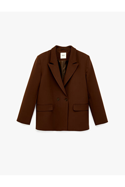 Koton Pocket Detailed Buttoned Double-Breasted Collar Oversized Blazer Jacket