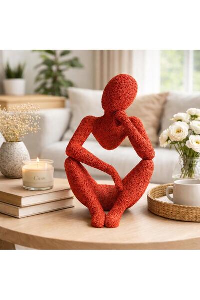 Basart Modern Soyut Düşünen Adam Heykeli - Dekoratif Biblo Masa Üstü Aksesuar...