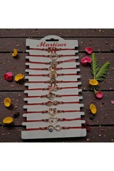 xpress sales Set of 12 Martisor Bracelets with Golden Talismans