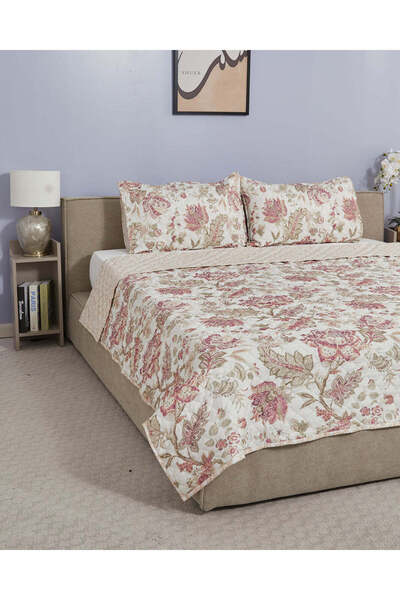 REDTAG Pink 3-Piece Floral Printed Quilt Set (King Size)