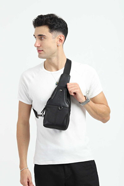 en deri Black Canvas Men's Shoulder Bag - Casual Crossbody Messenger Bag