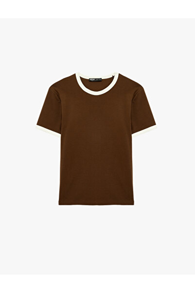 Koton Short Sleeve Ribbed Cotton Crew Neck Slim Fit T-Shirt