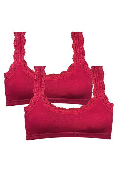 Mestore قطعتان من بوستير نسائي من الخيزران المطرز بالدانتيل باللون العنابي