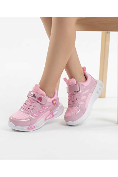 McDark Pink Girls' Non-Yellowing Sole Orthopedic Velcro and Lace-Up Sports Shoes