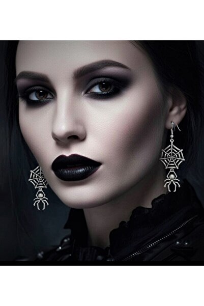 CemY Gothic Punk Web and Spider Earring Set
