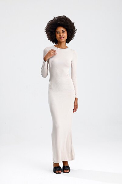 ROSE ARYA Stone Long Sleeve Straight Long Dress