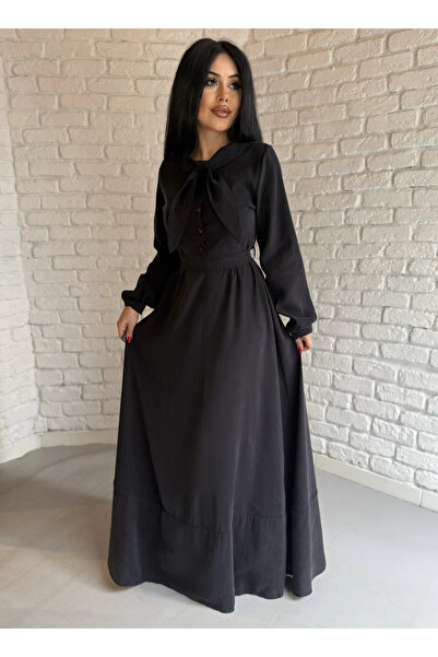 moneta boutique Women's Scarf Detailed Imported Fabric Belted Dress