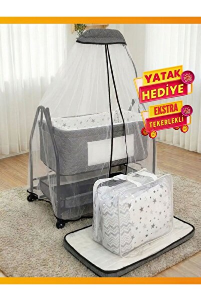 modabebekler Sallanır Sabitlenir Anne Yanı Bebek Beşik Cibinlikli Uyku Seti D...