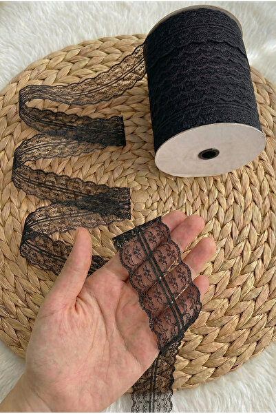 ZEYMERADE Panglică din dantelă cu două straturi, 10 metri, negru, pentru împo...