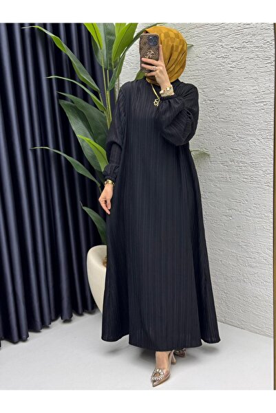 ZENA BY ÇETİN LEVENT Piliseli Salaş Kesim Tesettür Elbise Günlük ve Şık Uzun ...