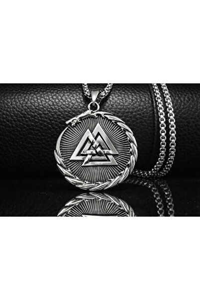 voyageaccessory Stainless Steel Ancient Silver Color Viking Symbol Valknut Me...