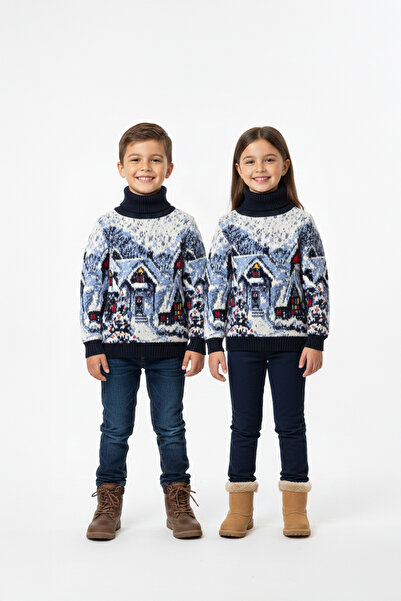 Pulltonic Дівчача/хлопчача кофта з коміром-стійкою та візерунком у вигляді ри...