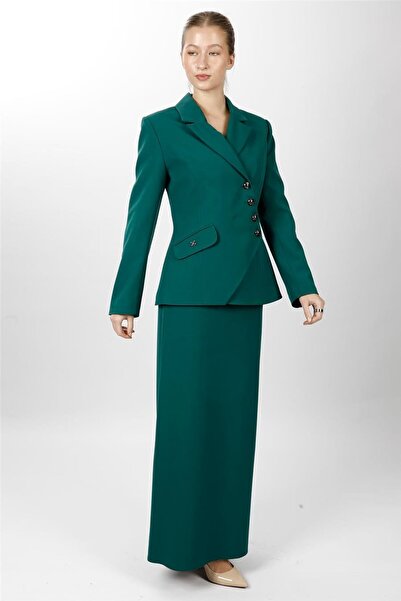 ÖNDER ÖZSOY سترة رجالية غير متماثلة ذات ياقة مزدوجة الصدر وتنورة طويلة على شك...