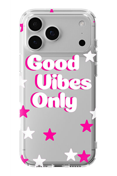 Multitronic حافظة شفافة مطبوعة بتصميم Good Vibes Only متوافقة مع هاتف iPhone ...