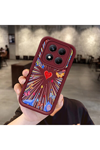 Hontinga Simple Maroon Silicone Phone Case Heart Shockproof Compatible with R...