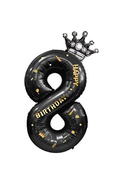 Avaleea Metallic Foil Balloon, Number Figure and Crown, Happy Birthday Theme