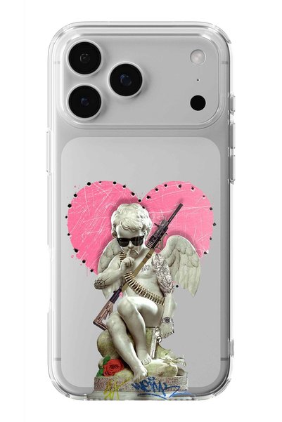 Multitronic حافظة شفافة مطبوعة بتصميم White Angel متوافقة مع هاتف iPhone 17 P...