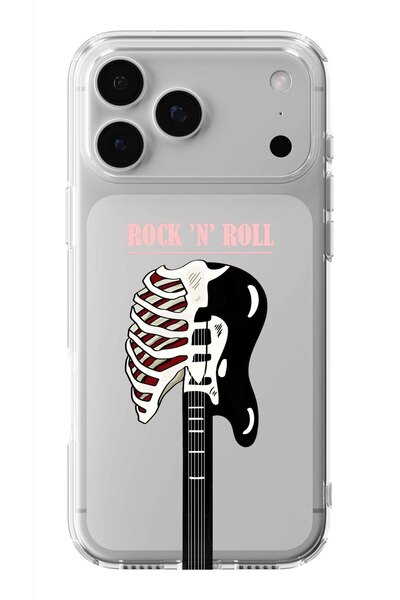 Multitronic حافظة شفافة مطبوعة بتصميم روك آند رول متوافقة مع هاتف iPhone 17 P...