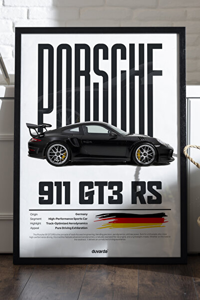 Duvarda Постер „Porsche 911“ с черна дървена рамка, декоративна картина за ст...