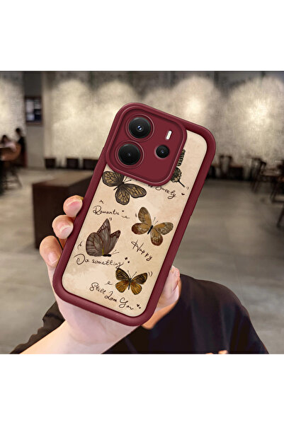 Hontinga Butterfly Shockproof Simple Claret Red Silicone Phone Case Compatibl...