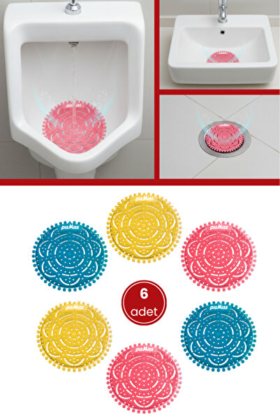 Flosoft 6 Adet PisMiss Yuvarlak Koku Giderici, Pisuvar Lavabo Banyo Gider Süz...