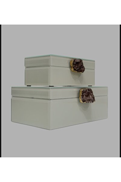 zepce design Doğal Taşlı 2'li Cam Kutu