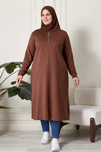 Ferace تونيك نسائي كبير الحجم بسحاب أمامي