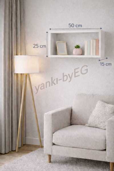 yankı-byeg 50×15 Cm Mat Beyaz Lake Mdf Gizli Bağlantı Duvar Rafı
