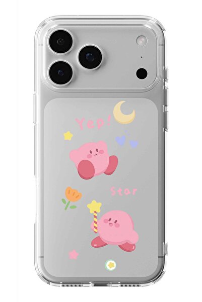 Multitronic حافظة شفافة مطبوعة بتصميم كيربي متوافقة مع آيفون 17 برو