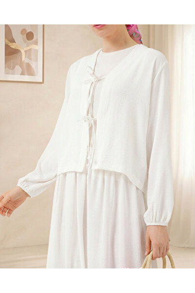 Modamorfo Γυναικεία φούστα Ayrobin Kimono Σετ δύο τεμαχίων 8047 - Λευκό