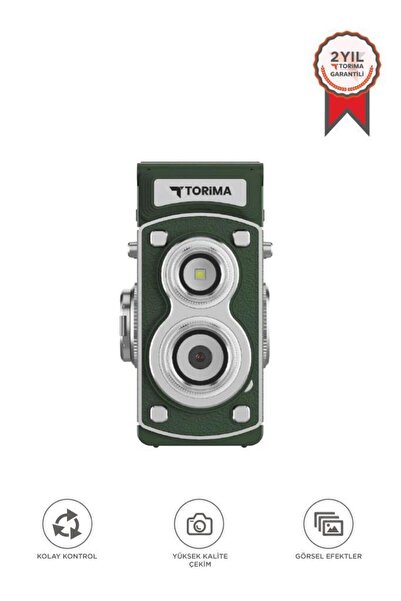 Torima Mini Retro Dijital Fotoğraf Makinesi Video Kamera 1080P CMR44 Yeşil