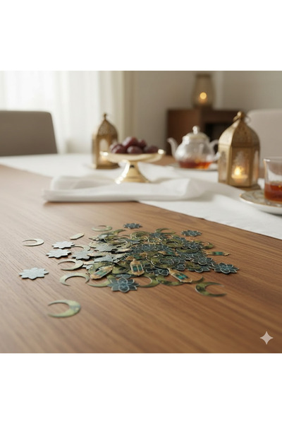 DODOMAR Ramazan Ay-Yıldız Kandil Yeşil Masa Konfettisi 30'lu - Ramazan Masa Süsü