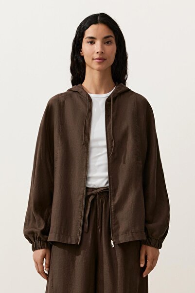 Oysho 100% linen hooded jacket