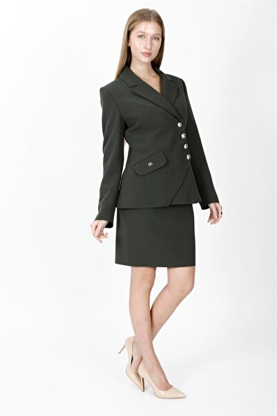 ÖNDER ÖZSOY Men's Collared Asymmetrical Double-Breasted Jacket & Mini Slit Sh...