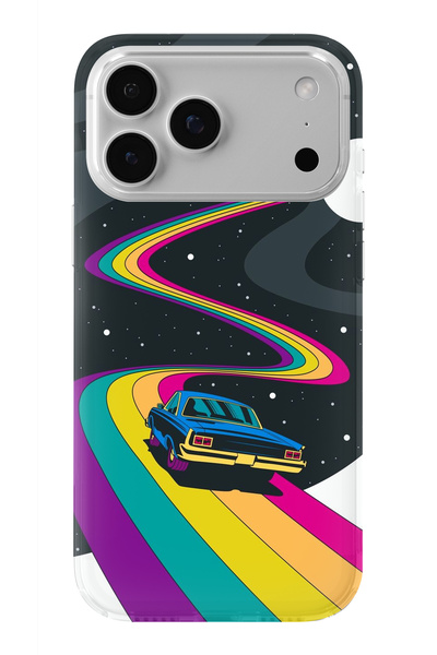 Multitronic حافظة شفافة مطبوعة بتصميم Space Rider متوافقة مع هاتف iPhone 17 P...