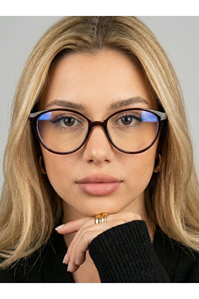 VEGA EYEWEAR Katya Acı Kahverengi Cat eye Mavi Işık Korumalı Popüler Gözlük