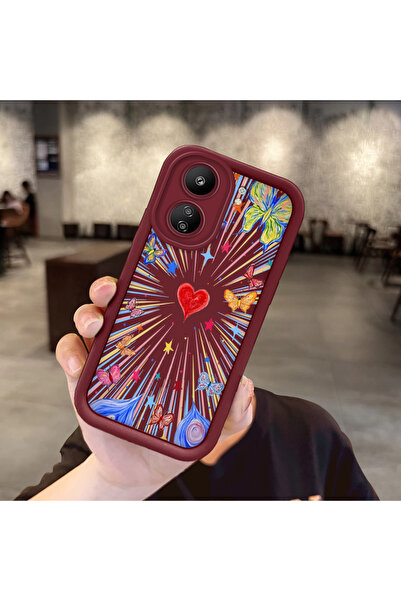 Hontinga Simple Maroon Silicone Phone Case Heart Shockproof Compatible with P...