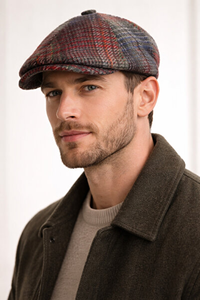 HatClub Exclusive قبعة صوفية مخططة للرجال بتصميم كلاسيكي على طراز نيوسبوي، تص...