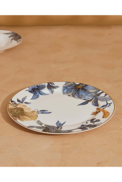 REDTAG White And Blue Floral Print Dinner Plate