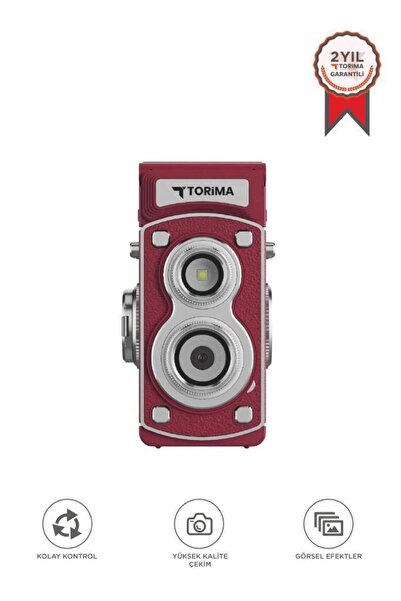 Torima Mini Retro Dijital Fotoğraf Makinesi Video Kamera 1080P CMR44 Kırmızı