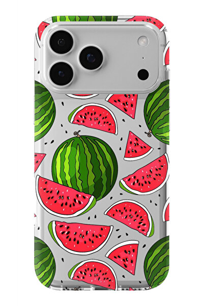 Multitronic حافظة شفافة مطبوعة بتصميم البطيخ متوافقة مع هاتف iPhone 17 Pro