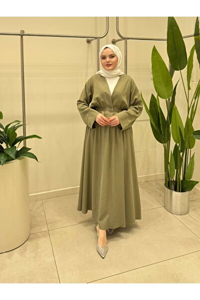 Molly Nelly Kadın Crop Kimono V Yaka Bluz Etekli Tesettür Takım