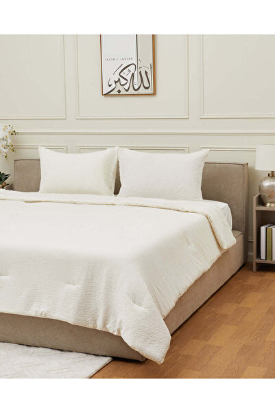 REDTAG طقم لحاف جاكار أبيض مكون من 3 قطع (مقاس كينج)
