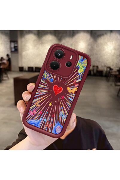 Hontinga Simple Maroon Silicone Phone Case Heart Shockproof Compatible with R...